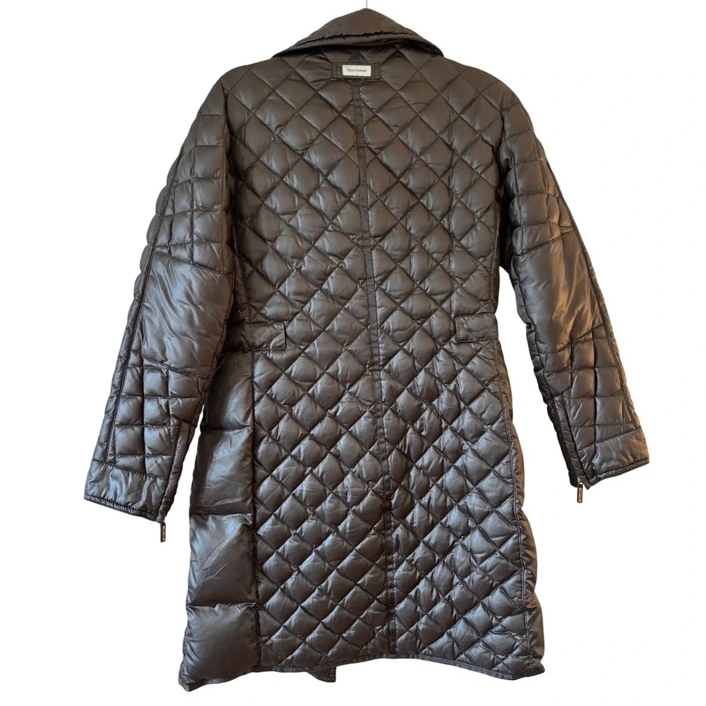 Henry‎ Cotton's Brown Quilted Down Puffer Coat Double Breasted Trench 42 Small
